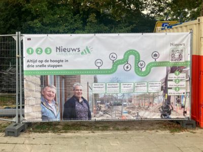 Doek met informatie over herinrichting binnenstad Schagen